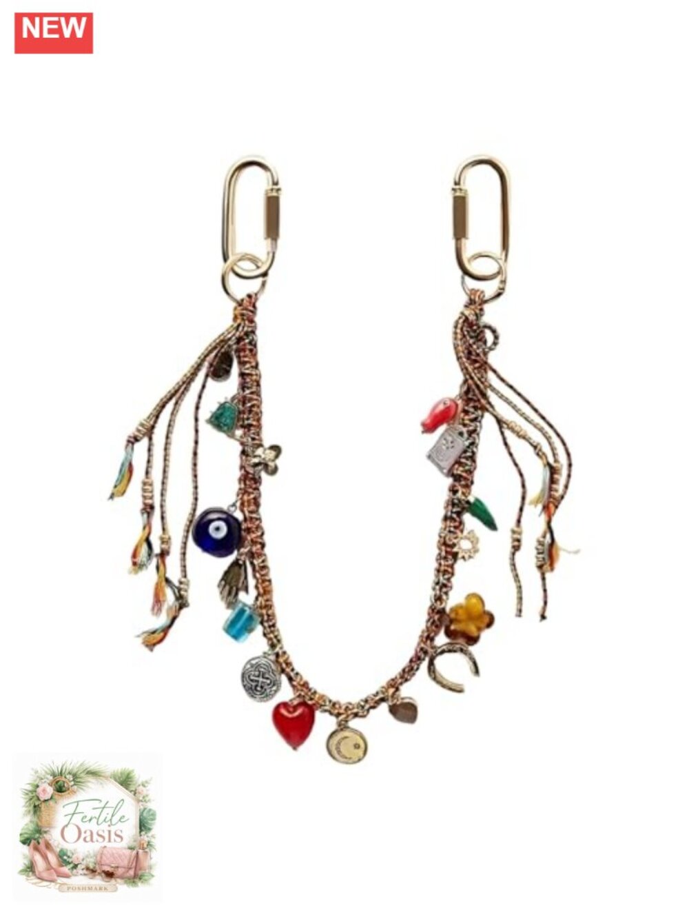 Braided Rope Chain Beaded Keychain for Handbag Purse Backpack Accessories Women